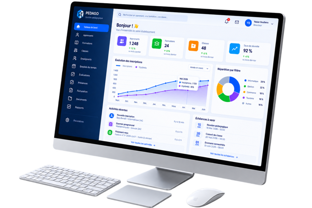 pedago-dashboard-erp-gestion-scolaire-PG gestion des établissements de formation professionnelle
